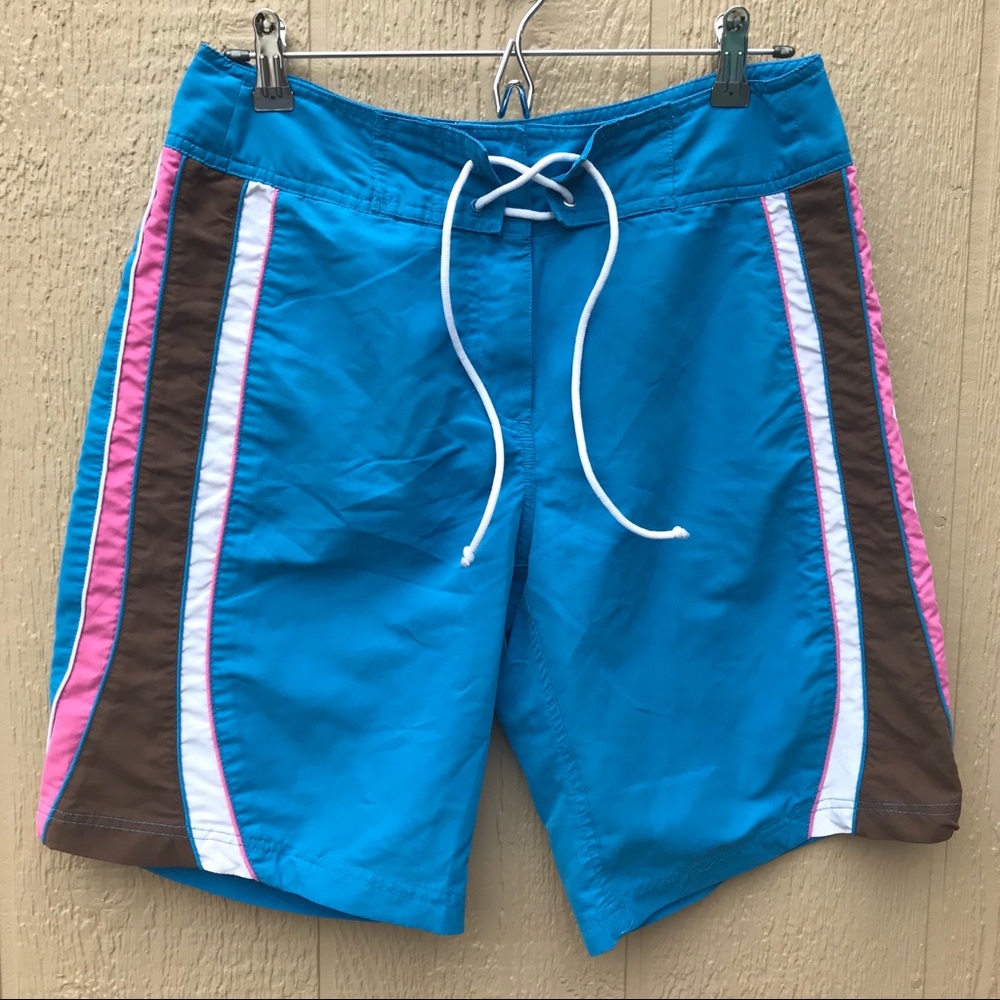 [New Woman Design] Blue Board Swim Shorts Small